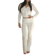 Women Long Sleeve Sweater High Waist Long Pants Set