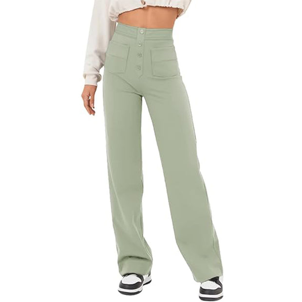 Women's High Waist Loose Straight Trousers