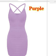 Pure Color Dress Simple Hanging Neck Tight-fitting