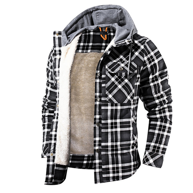 Men Warm Fleece Hooded Jacket