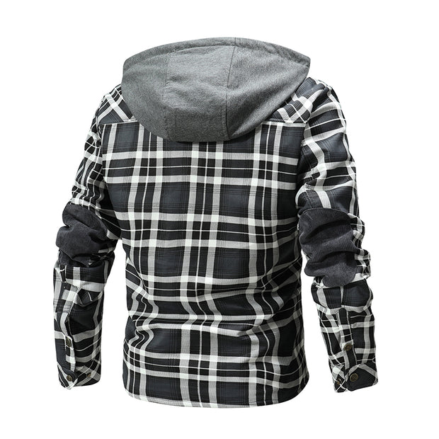 Men Warm Fleece Hooded Jacket