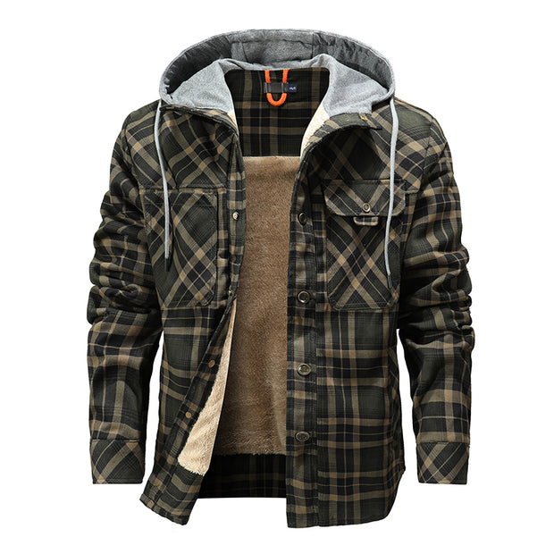 Men Warm Fleece Hooded Jacket