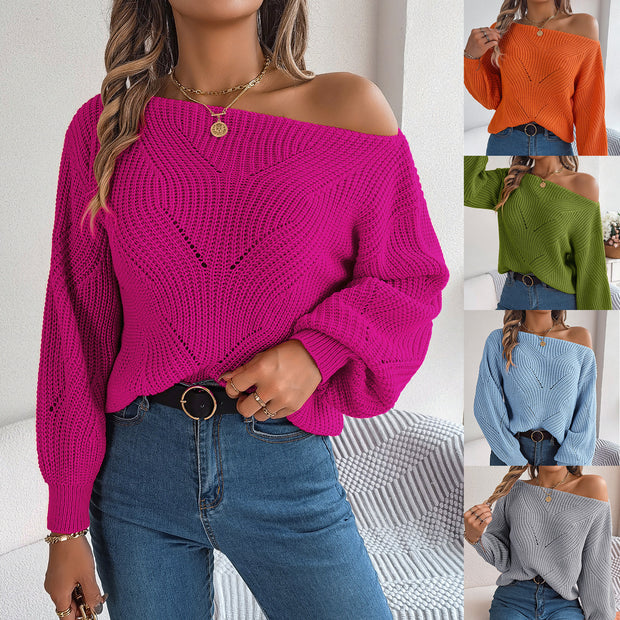 Casual Off-the-shoulder Lantern Sleeve Sweater