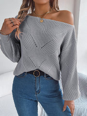 Casual Off-the-shoulder Lantern Sleeve Sweater