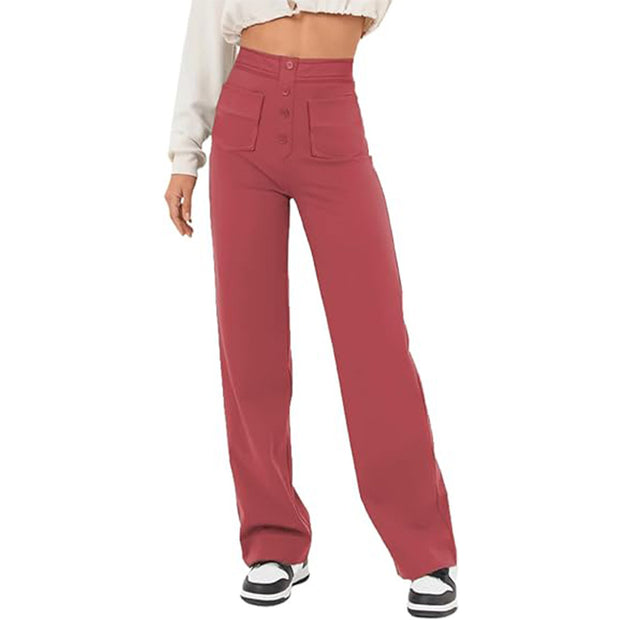 Women's High Waist Loose Straight Trousers