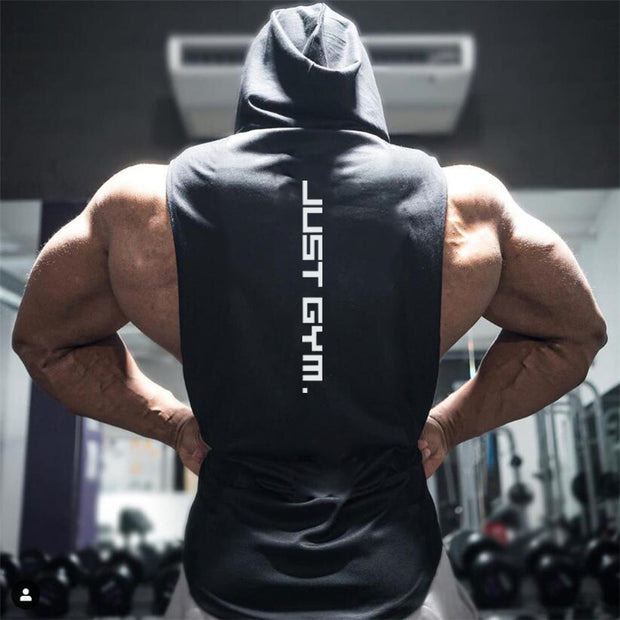 Fitness Vest Men Hooded Loose Top