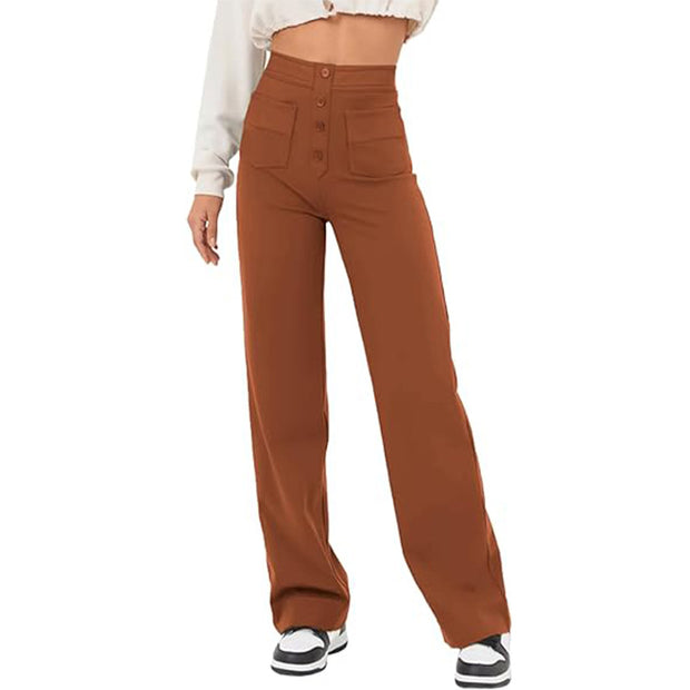 Women's High Waist Loose Straight Trousers