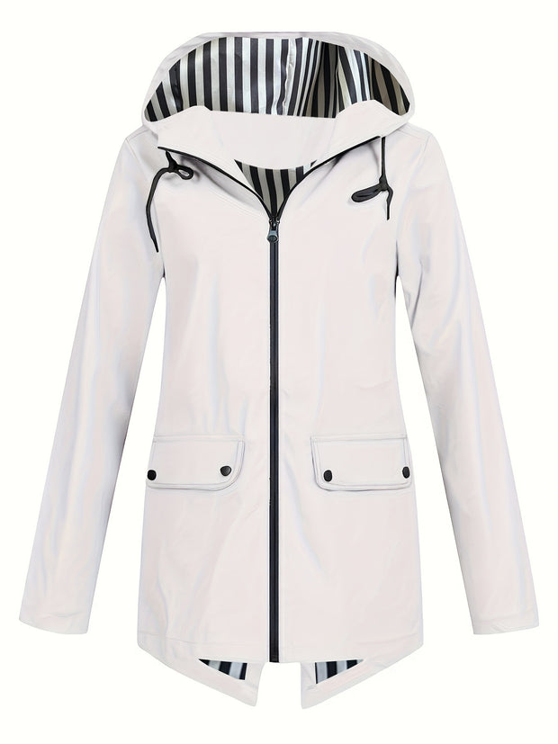 Women's Zipper Hooded Windproof Thin Coat