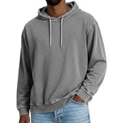 Casual Solid Color Hooded Long-sleeved Sweatshirt Men