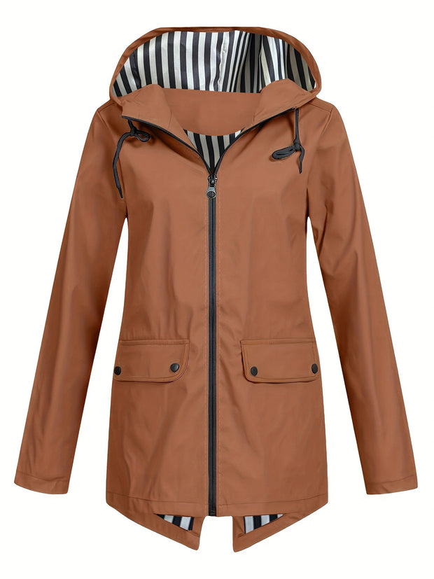Women's Zipper Hooded Windproof Thin Coat