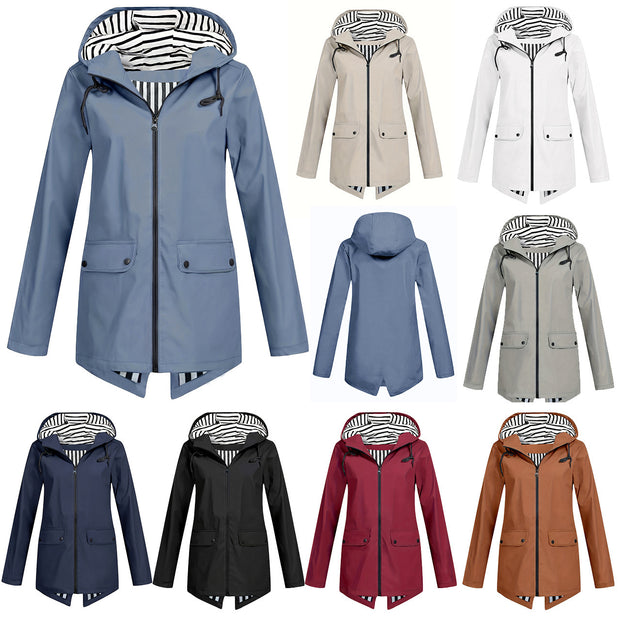 Women's Zipper Hooded Windproof Thin Coat