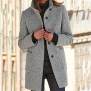 Woolen Winter Colar Coat With Pockets