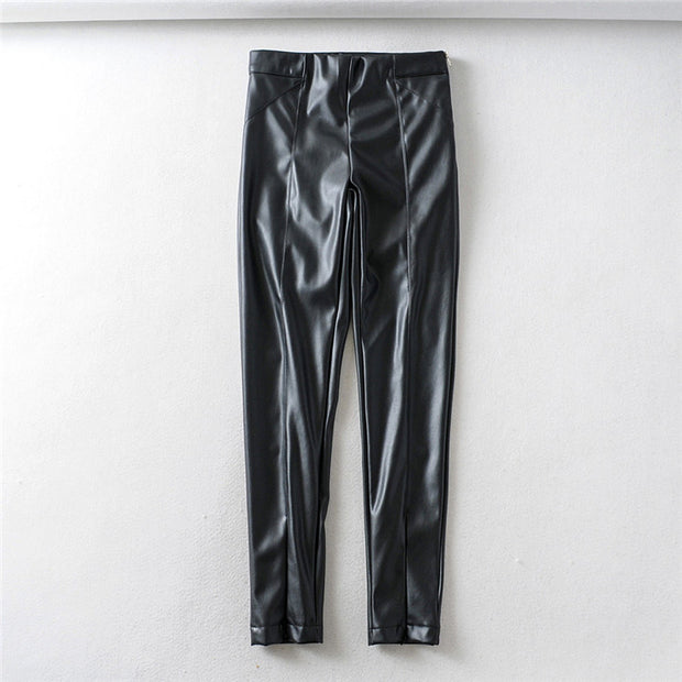 Ladies PU Leather Leg Pants 3 Cols