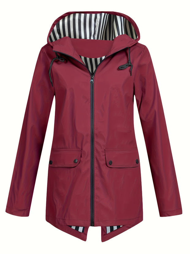Women's Zipper Hooded Windproof Thin Coat
