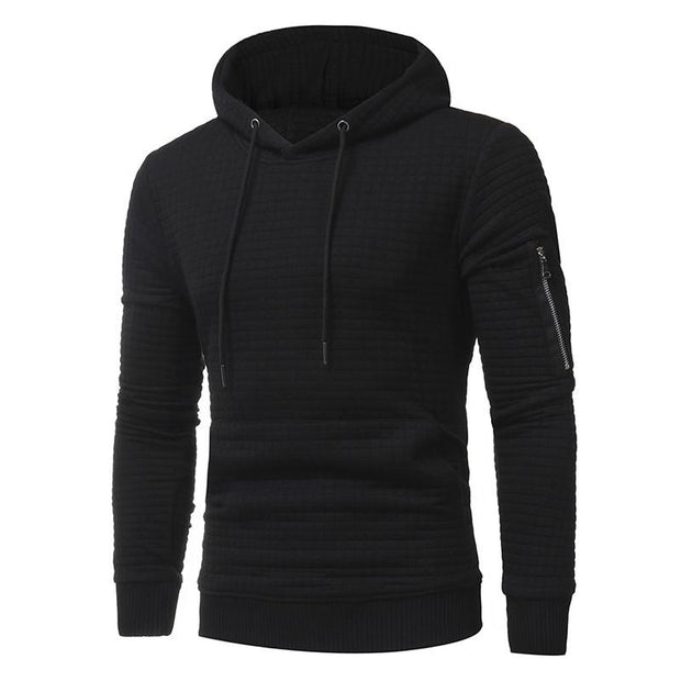 Men Sweatshirt Hoodie With Arm Zipper Long Sleeve