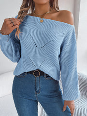 Casual Off-the-shoulder Lantern Sleeve Sweater