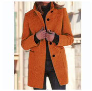 Woolen Winter Colar Coat With Pockets