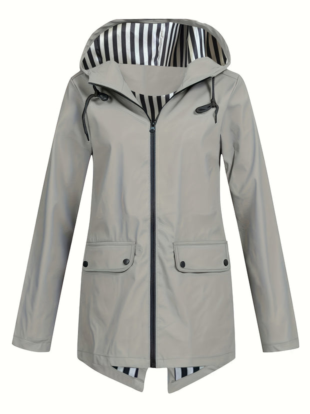 Women's Zipper Hooded Windproof Thin Coat