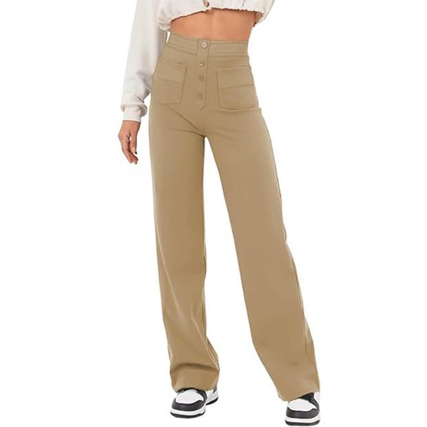 Women's High Waist Loose Straight Trousers