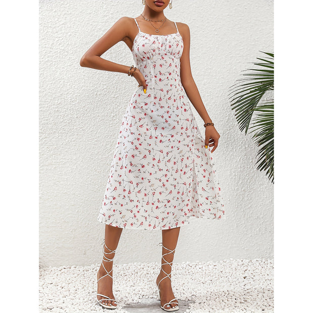 Summer Dot Print Suspender Dress