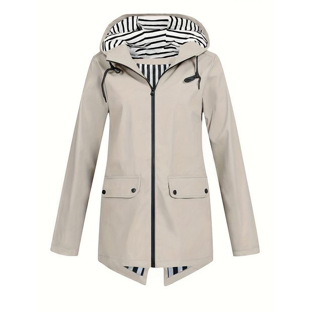 Women's Zipper Hooded Windproof Thin Coat