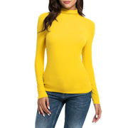 Casual Long-sleeved Turtleneck Solid Color Top Shirt