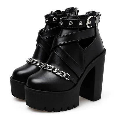 Plus Size 42 Fashion Chain Women Shoes Platform with Zipp