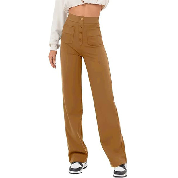 Women's High Waist Loose Straight Trousers