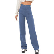 Women's High Waist Loose Straight Trousers