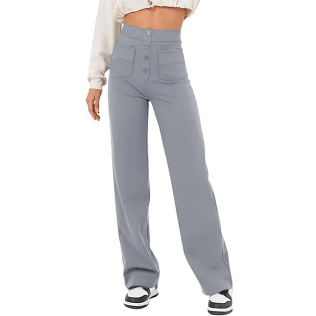 Women's High Waist Loose Straight Trousers