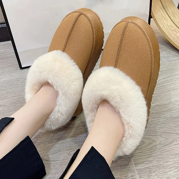 Warm Thicken Plush Chunky Platform Cotton Slippers