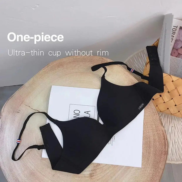 Women Spaghetti Straps Thin Cup Bra Solid Color