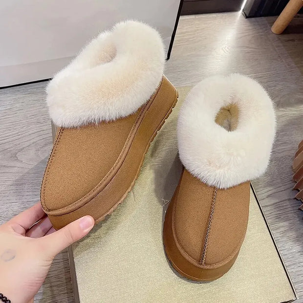 Warm Thicken Plush Chunky Platform Cotton Slippers