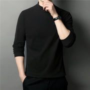 Pure Color Mock Men Neck Pullover