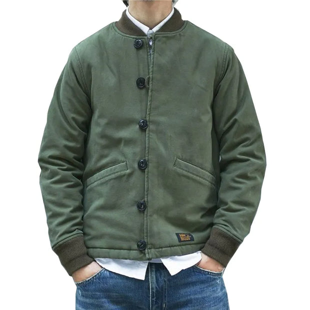 Vintage Army Tac Collar Cotton Jacket for Men