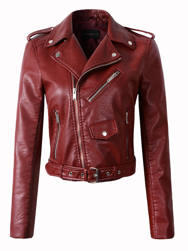 Women leather jackets in colors