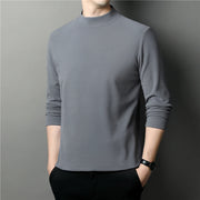 Pure Color Mock Men Neck Pullover