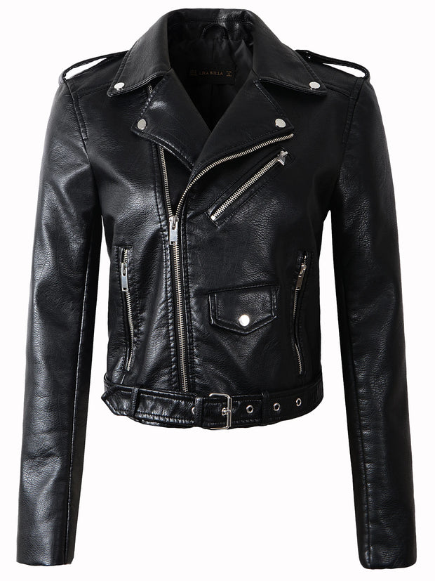 Women leather jackets in colors