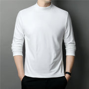 Pure Color Mock Men Neck Pullover