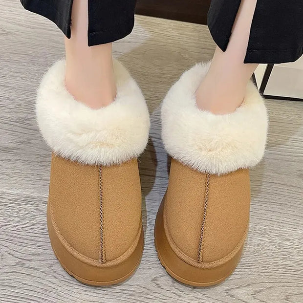 Warm Thicken Plush Chunky Platform Cotton Slippers