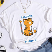 Loose T-shirt Printed Cat