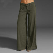 Ladies Slimming Patchwork Multi-pocket Wide Pants