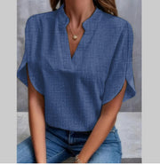 Summer Short-sleeved Chiffon V-neck Shirt