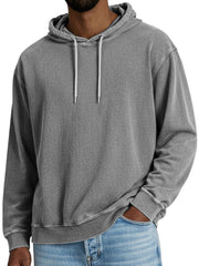 Casual Solid Color Hooded Long-sleeved Sweatshirt Men