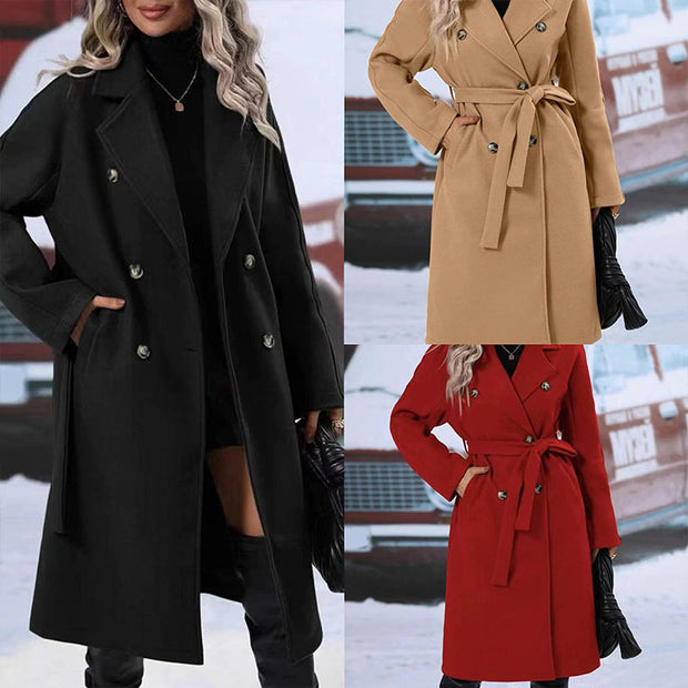 Women's Collar Double Trench Coat