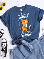 Loose T-shirt Printed Cat