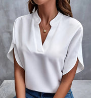 Summer Short-sleeved Chiffon V-neck Shirt