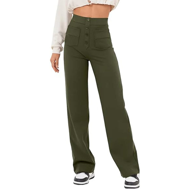 Women's High Waist Loose Straight Trousers