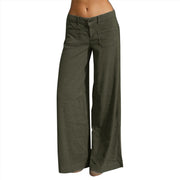 Ladies Slimming Patchwork Multi-pocket Wide Pants