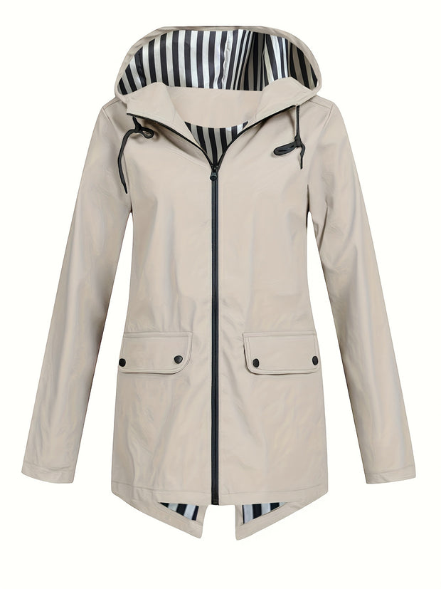 Women's Zipper Hooded Windproof Thin Coat